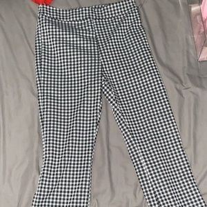 Black and white plaid high waisted pants. Bootcut